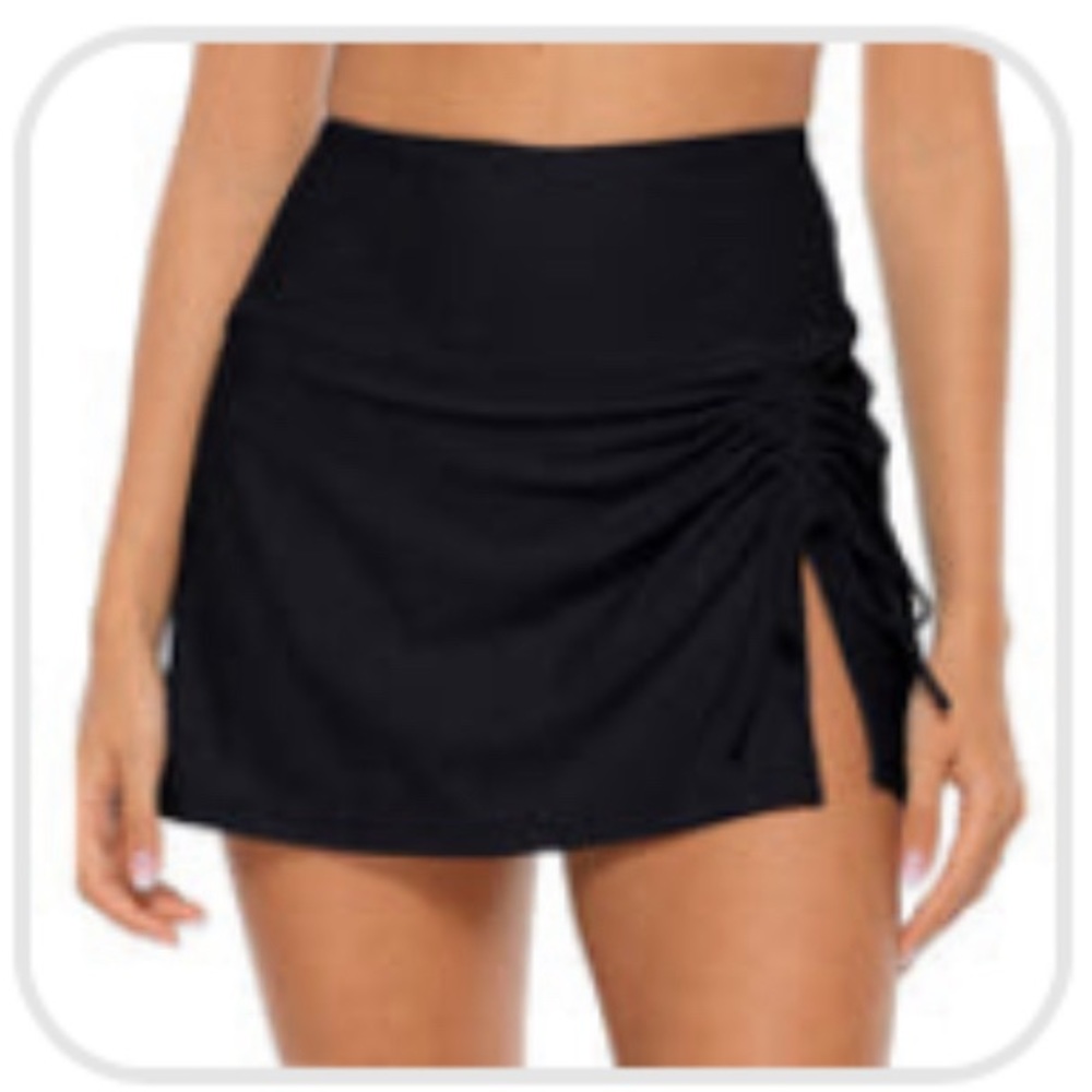 Black swim shirt with built in bottoms.